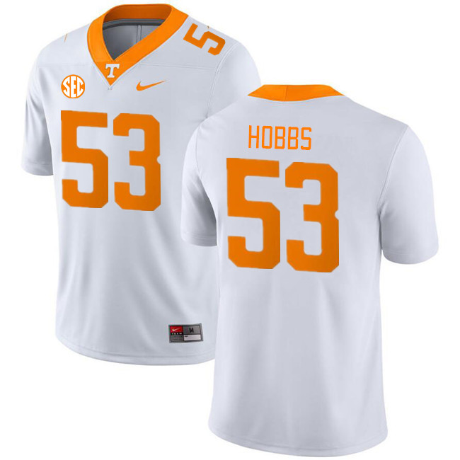 Men #53 Daevin Hobbs Tennessee Volunteers College Football Jerseys Stitched Sale-White - Click Image to Close